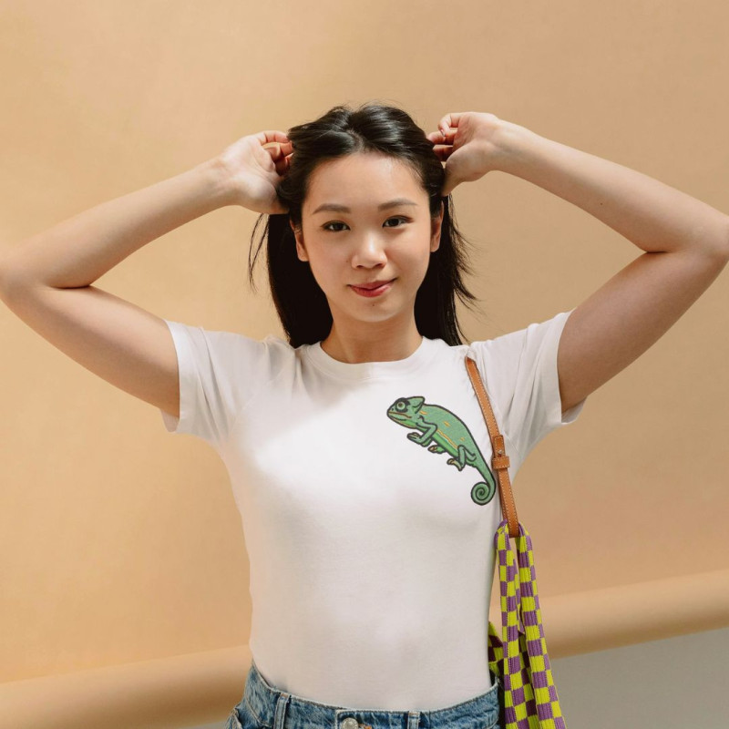 Embroidered Women's Shirt ''Veiled cameleon''