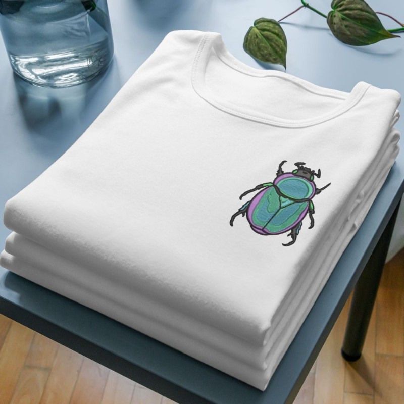 Embroidered Women's Shirt ''Iridescent Scarab''